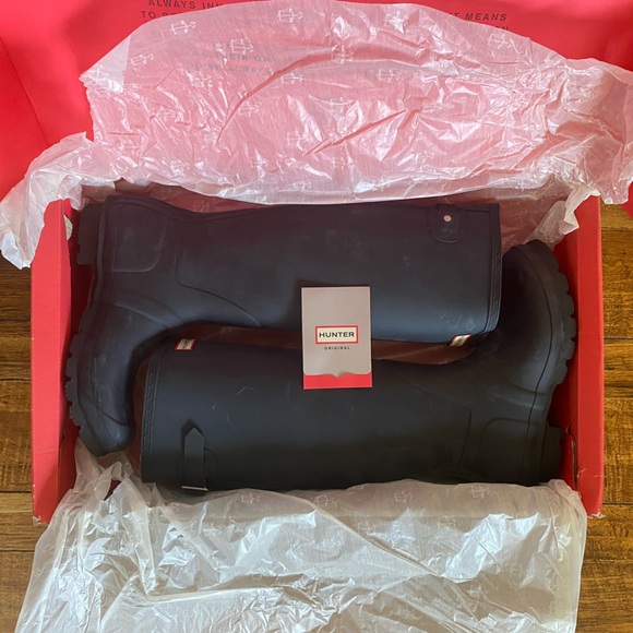 Hunter Women’s Original Back Adjustable Tall Rain Boots in Black - Size 9 - Picture 6 of 16